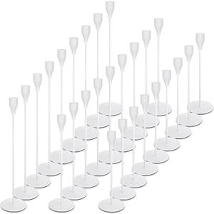 Potchen 27 Pack White Candles Holder, 9 Sets Metal Taper Candlestick Holders Fit 0.75 Inch Thick Pillar Candles, Vintage Modern Candle Sticks Centerpiece Decor for Wedding Home Dinning Anniversary