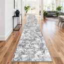 Long Hallway Runner Rug 2.6x16ft Textured Non Slip for Dogs,Gray
