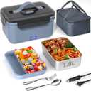 Electric Lunch Box Food Heater, New 100W Portable Food Warmer, Heated Lunch Box for Adults Car/Home with 1.8L Removable Stainless Steel Container, Christmas White Elephant Gifts, 12V/24V/110V/220V (Dark Blue)