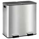 DUMOS 2 x 10.5 Gallon Kitchen Trash Can with Lid, Stainless Steel Garbage Can with Soft-Close Lid & Removable Inner Buckets, Dual Compartment Step-on Waste Bins for Kitchen, Home Office