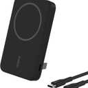 Belkin Portable Charger, Wireless Power Bank 5000mAh w/ Qi2, MagSafe Charger + Built-in Pop-up Kickstand - Compatible w/iPhone 16, 15, 14, Plus, Pro, Pro Max, & More - Black