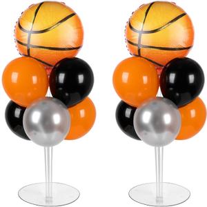 Basketball Party Balloons Stand Kit 2 Sets With 2 Basketball Ball Foil Balloons Basketball Themed Party Balloon Centerpiece for Tables for Game Sports Birthday Party Basketball Themed Decorations