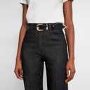 4 x Leather-Belts-Women Classic Western-Belt with Pin-Buckle - Fashion Vintage Cowgirl-Belts for Jeans (Black)