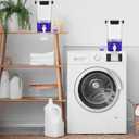 Soaoo 3 Set 87 oz Liquid Laundry Detergent Dispenser with Faucet and Cup Holder Labels Plastic Fabric Softener Container Detergent Drip Catcher for Laundry Room Washing Soap