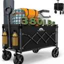 Max Collapsible Folding Wagon - Heavy Duty Utility Cart, 65L Capacity, 380 lbs Load, All-Terrain Wheels, Compact Fold for Camping, Garden, Beach, Shopping (Black)