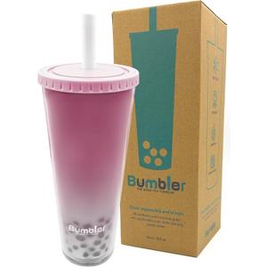 Bumbler 24oz Large Reusable Portable Eco-Friendly Tumbler | Drinking Cup with Wide Soft Tip Straw, Aesthetic Leak-Proof Lid  for Boba Tea, Smoothies, Iced Coffee, Hot or Cold Drinks  Blush Pink