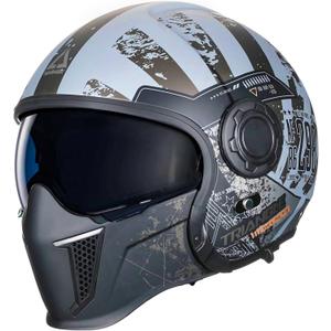 TRIANGLE Full Face Motorcycle Helmets,Off-Road Motocross Helmet for Men & Women,Dual Visor with Internal Tinted Sunshield,Open Face 3/4 Adult Racing Helmet DOT Approved(XL) (Camouflage Gray)