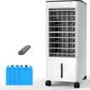 Windowless Portable Air Conditoners, 3-IN-1 Portable AC with Remote, 12H Timer &1.16Gal Tank, 45 Oscillation, 3 Modes 3 Speeds, Fast Cooling Quiet Ventless Swamp Cooler for Room Home Office, Snow