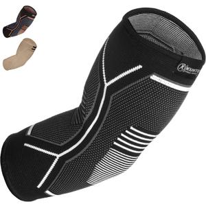 Kunto Fitness Elbow Brace Compression Support Sleeve (Shipped From USA) for Tendonitis, Tennis Elbow, Golf Elbow Treatment - Reduce Joint Pain During Any Activity! Medium