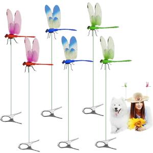 2 x 6 PCS Dragon Fly Clips for Bugs Repellent, Dragonfly Clip Bug Repellent, Dragonfly Clips to Keep Bugs Away for Garden Stakes Decor Yard Ornaments for Hat & Horse, Fly Scare Devices for Indoor Outdoor