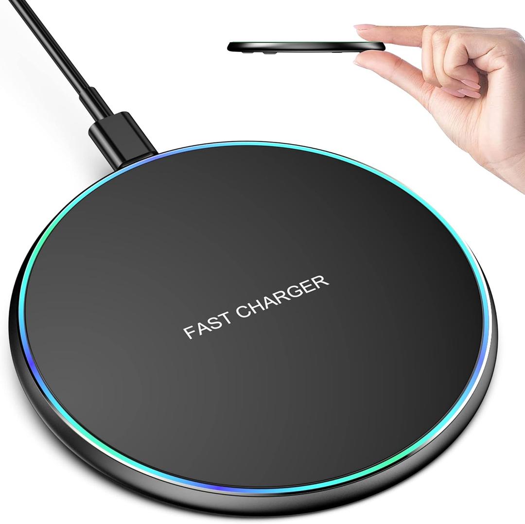 Wireless Charger Compatible with iPhone 17 16 15 14 13 12 11 Pro Max/Mini/Plus/XR/X/8, 15W Max Fast Wireless Charging Pad Mat for Samsung Galaxy S23/S22/S21/S20/S10, Galaxy Buds