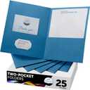 FILE-EZ Two-Pocket Folders, Light Blue, 25-Pack, Textured Paper, Letter Size (EZ-32520)