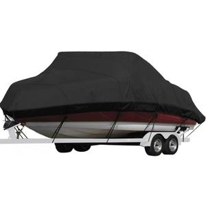 Heavy-Duty Polyester Boat Cover, Waterproof, Fits 17' - 19' V-Hull Tri-Hull Runabout Bass Fish & Ski Boat, Up to 96" Beam Width