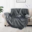 LOOBANI Waterproof Dog Blanket for Couch: Reversible Flannel Bed Blanket for Medium Large Dogs Liquid Proof, Soft Throw Blanket Couch Cover Protector for Sofa, Crate, Travel, Picnic, 4'×5' , Grey