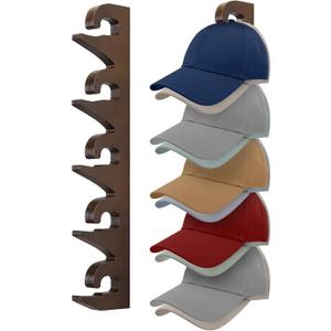 Hat Rack Hats Organizer for Baseball Caps Wood Cap Storage Hat Hooks for Wall Baseball Hat Storage Organizer Hat Display Up to 20 Hats for Closet Wall, Set of 2