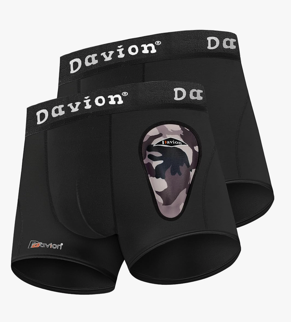 Davion 2-Pack Boys Underwear with 1 Soft Protective Athletic Cup Youth Briefs for Football, Baseball, Lacrosse, Size XL