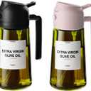TrendPlain - Original 16oz/470ml Olive Oil Dispenser Bottle for Kitchen Gadgets and Air Fryer Accessories - Olive Oil Sprayer for Cooking w/Stickers (Light Blockage) - Black&Peach