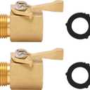 M MINGLE Heavy Duty Brass Garden Hose Shut Off Valve, 3/4 Inch, 2-Pack with 2 Hose Washers