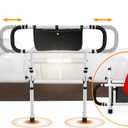 Bed Rails for Elderly Adults with Adjustable Heights & Extendable Dual Side Handles, Foldable Bed Assist Bar for Fall Prevention, Heavy Duty Bed Rail Fits King, Queen, Full, Twin Bed