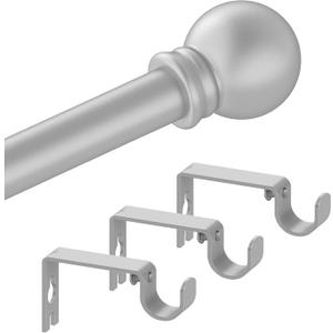 Silver Curtain Rods for Bedroom with Brackets,5/8 Inch Diameter Small Window Curtain Rod Adjustable 32 to 120 Inches,Easy Install Drapery Rods,Gray