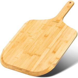 Pizza Peel 14 Inch, Large Bamboo Pizza Paddle Spatula - Wooden Serving Board, Oven Accessory for Baking Homemade, Wood Cutting Board for Cheese Bread Fruit Vegetables, 23"l X 14"w