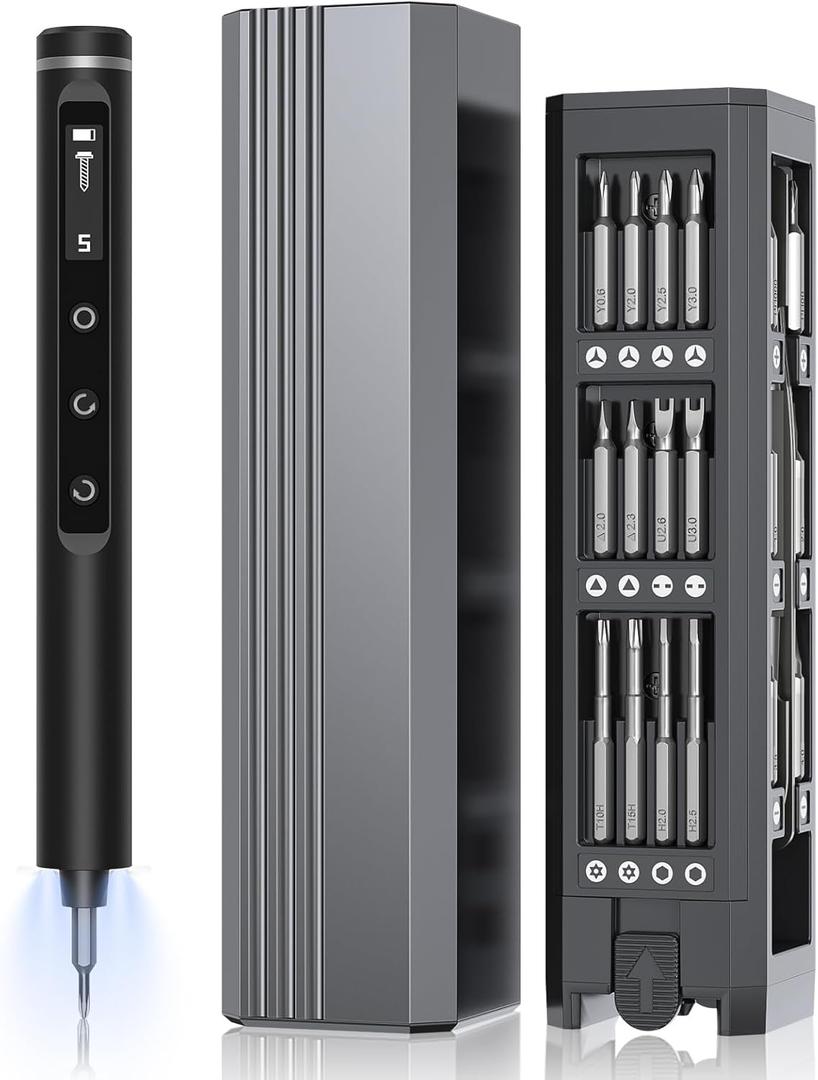 TanSon Mini Electric Screwdriver Set,3.7V Cordless Precision Screwdriver Set with 50 in 1 Magnetic Bits,Magnetic Storage,5 Torque Setting,LED Display,Small Repair Tool Kit for Computers,Phones,Watches