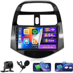 8 Cores 4+64G Android Car Radio for Chevrolet Chevy Spark 2011 2012 2013 2014, 9" Touch Screen with Carplay Android Auto 32EQ Bluetooth5.0 WiFi GPS
