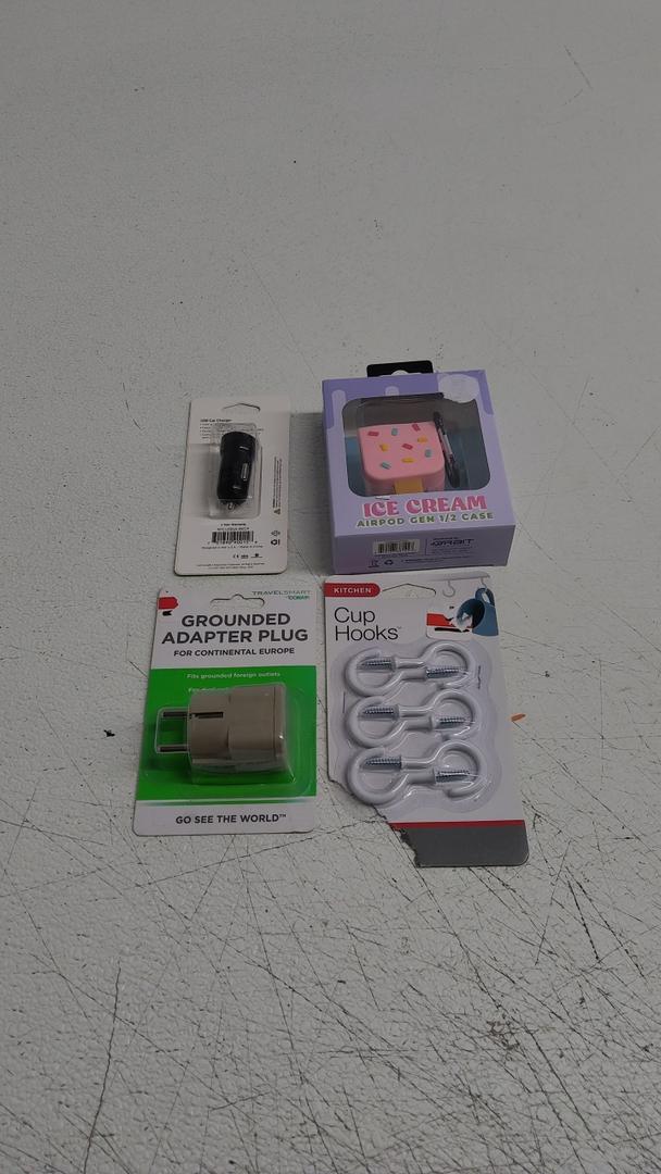 Grounded Adapter Plug, Cup Hooks, CEEL CANDY USB Car Charger, Ice Cream Air pods Gen 1/2 Case