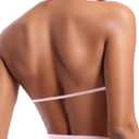OMKAGI Halter Sports Bras for Women Padded Strappy Bra Open Back Workout Gym Crop (Small, Baby Powder)