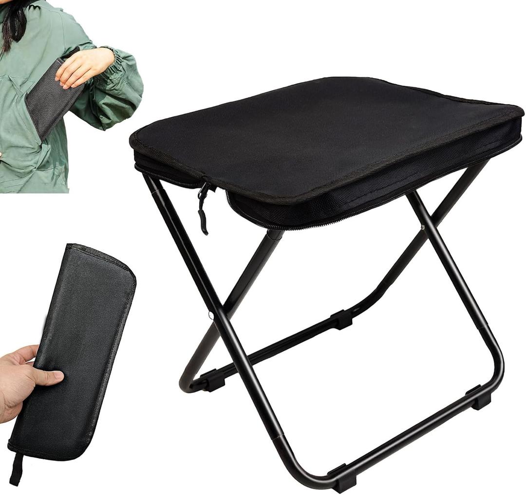 Collapsible Stool,Upgraded13 inch Portable Camping Chair,1.3 lbs Ultralight Folding Stool,Camping Stool with Carry Bag,200lb Portable stools for Adults,Ideal for Camping Hiking Fishing(Black)