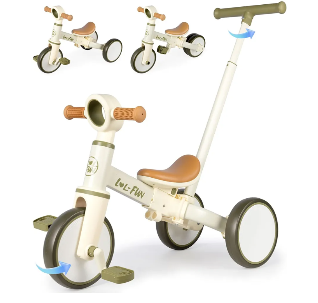 LOL-FUN Tricycle for Toddlers 1-3 Baby Balance Bike 1 2 Year Old Boys Girls Ride on Toy with Parent Steering Push Handle & Removable Pedal
