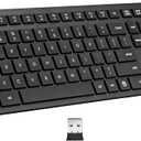 Wireless Keyboard, 2.4G USB External Silent Cordless Keyboard for Windows Chrome Laptop Computer PC Desktop Notebook Chromebook, 106 Keys Full Size with Number Pad (Black)