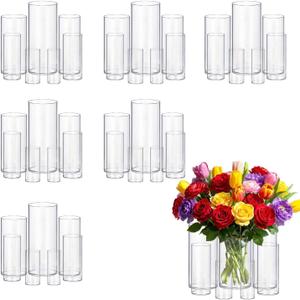 42pcs Glass Vase Cylinder Vases for Centerpieces 7 Vases of Different Sizes Small Flower Glass Clear Vases Home Decor Centerpiece Table Flower Vase Decorations for Wedding DecorationHoliday (42Pack-6+6+7.8+7.8+9.8+9.8+11.8inch)