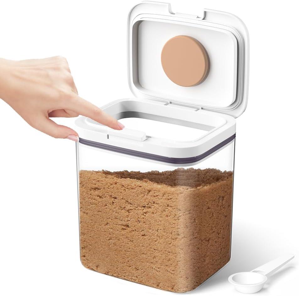 Brown Sugar Container Airtight, 2 Quart Brown Sugar Keeper Storage Container with Spoon (5.91"L x 4.72W x 6.69"H)