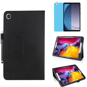 Slim Leather Case for Samsung Galaxy Tab A9 8.7 Inch 2023 (SM-X110 X115 X117), Multi-Angle Stand Full-Protective Tablet Cover Book Case with Stylus Pen,Screen Film (Black)