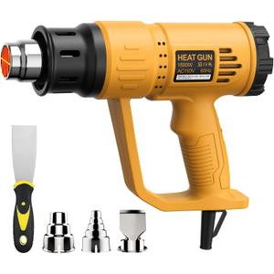 Heat Gun, TGK® HG5100 Dual Temperature Hot air Gun, High And Low Temperature Settings 1112℉/ 662℉ with Overload Protection, 4 Nozzle Attachments for Crafts, Shrink Wrapping/ Tubing/ PVC, Paint Removing