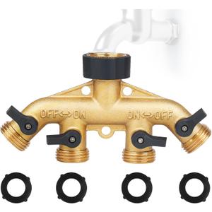 Garden Hose Splitter 4 Way Heavy Duty Brass Connector Tap Splitter (4WAY)