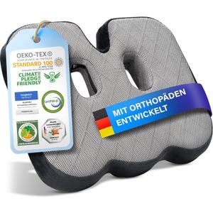 Healthfix Orthopedic Seat Cushion  Ergonomic Memory Foam Coccyx Cushion with Washable Breathable Cover & Non-Slip Base  Tailbone & Sciatica Pain Relief Pillow for Office Chair (Medium) (Medium (130200 lbs))