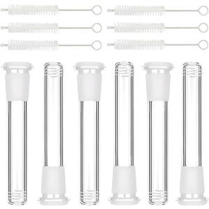 14mm Compatible Down Stem Glass Tube  140mm/5.51in with 6 Cleaning Brushes, Crystal Clear Borosilicate Glass Tube for Daily Use