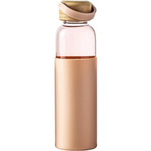 21oz Borosilicate Glass Water Bottles with Silicone Non-Slip Sleeve & Leak-Proof Lid-Reusable Drink Bottle for Office,Travel,Gym,Hiking-BPA Free,Ideal Gift for Home,Car &Fitness (Pink)