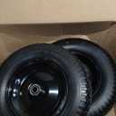 (2-PACK) 4.80/4.00-8" Flat Free Tire and Wheel - Universal Fit 14.5" Solid Wheelbarrow Tires with 3" Hub and 5/8" Bearings  Extra Adapter kit includes 3/4" Ball Bearings, 1" and 1/2" Nylon Spacers (14.5"(Flat Free Tire)