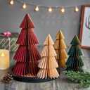 SUNBEAUTY 4PCS Paper Christmas Tree Honeycomb Centerpiece 3D Xmas Trees Table Centerpiece Paper Tree Christmas Home Decoration Vintage Christmas Decorations for Home Xmas Holiday Party (Green,red,pink,brown)