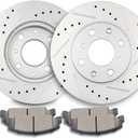 ECCPP Brake Kits, Disc Brake Rotors and Ceramic Brake Pads [2+4] fit for 1990 1991 1992 1993 1994 1995 1996 1997 1998 1999 2000 for Honda Civic,1993 1994 1995 1996 1997 for Honda Civic del Sol