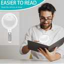 Large Magnifying Glass with 37 LED Light and Case, 10X 20X 45X Handheld Illuminated Lighted Magnifier with 3 Light Modes Rechargeable Magnifying Glass for Seniors Reading, Inspection (White & Grey)