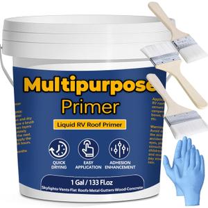 Multi-Purpose Primer Liquid Rubber RV Roof EPDM Primer with Wooden Brush Work Gloves Suitable for Metal Ceramic Tiles Glazed Tiles Marble Smooth Concrete Deck Wood