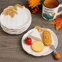 4 Pcs 5.91'' Ceramic Pumpkin Plates Fall Thanksgiving Candy Dishes Platters Harvest Serving Bowl for Thanksgiving Halloween Autumn Party Supplies Dinnerware (White)