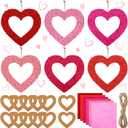 Vercraft 12 Sets Valentine Heart Paper Craft Kits Galentines Hanging Ornaments Heart Shaped Wreath DIY Paper Art Craft Kit for Valentine Gifts Holiday Activities Home Decor(Hollow)