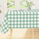 Smiry Rectangle Table Cloth, Waterproof Vinyl Tablecloth with Flannel Backing, Wipeable Buffalo Plaid Table Cover for Indoor and Outdoor (Sage Green & White, 52"x70")