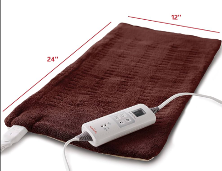 Sunbeam XL Back Neck and Shoulder Heat Therapy 12 x 24 with Auto Shut Off 6 Settings Machine-Washable Comfortable Microplush Fabric - Burgundy