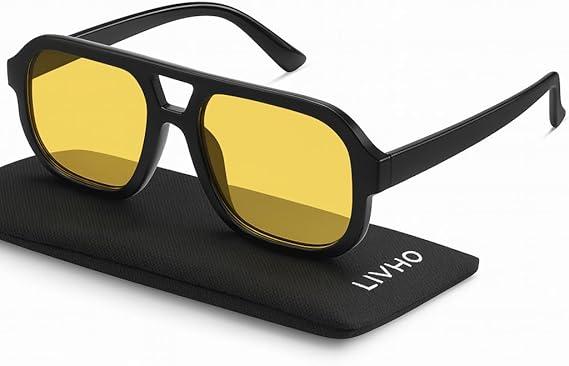 livho Trendy Polarized Square Aviator Sunglasses Women Men Square Eyewear Frame, Retro Sun Glasses for Women Men 2025 Shades